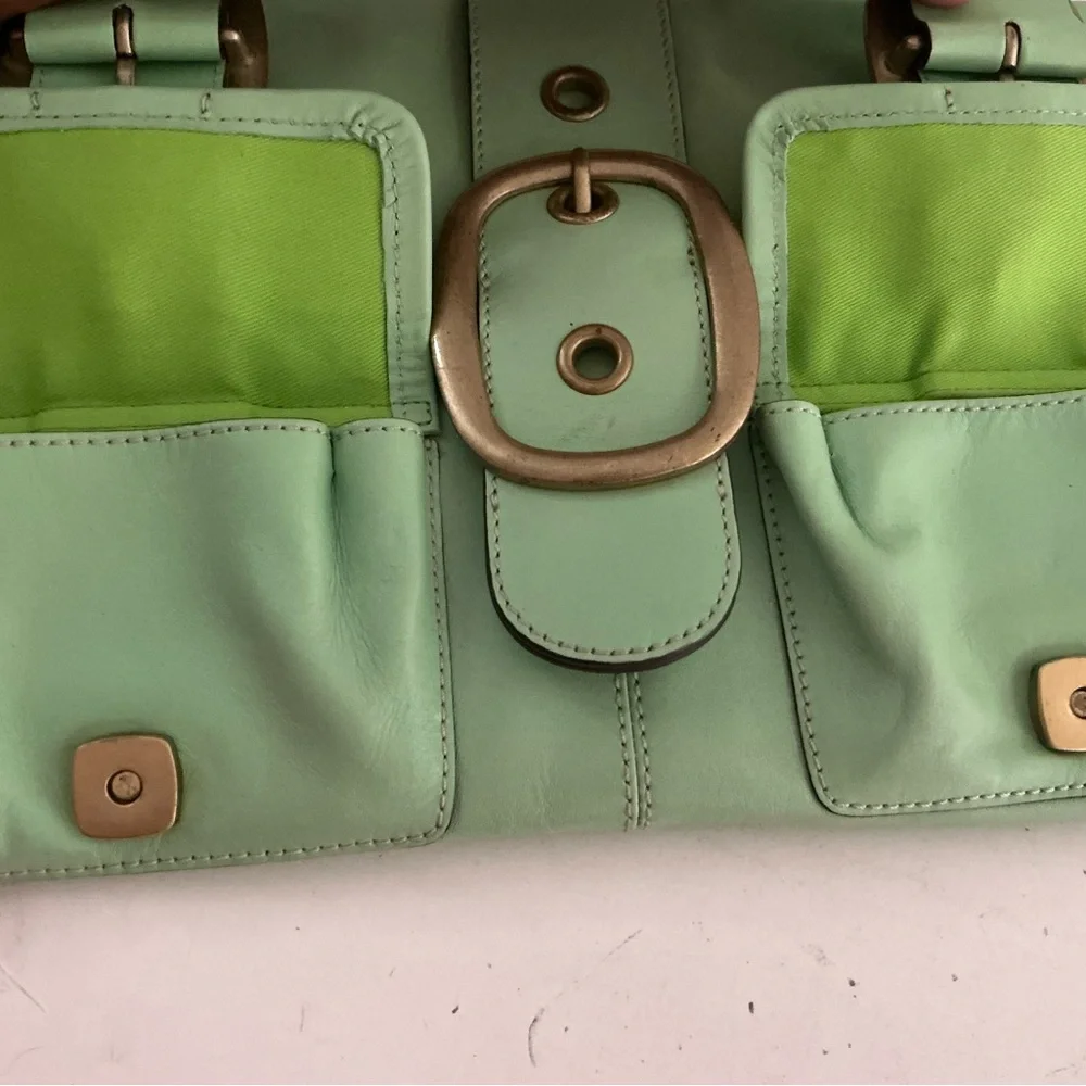 Banana Republic Mint Green Shoulder Bag with Gold Buckles